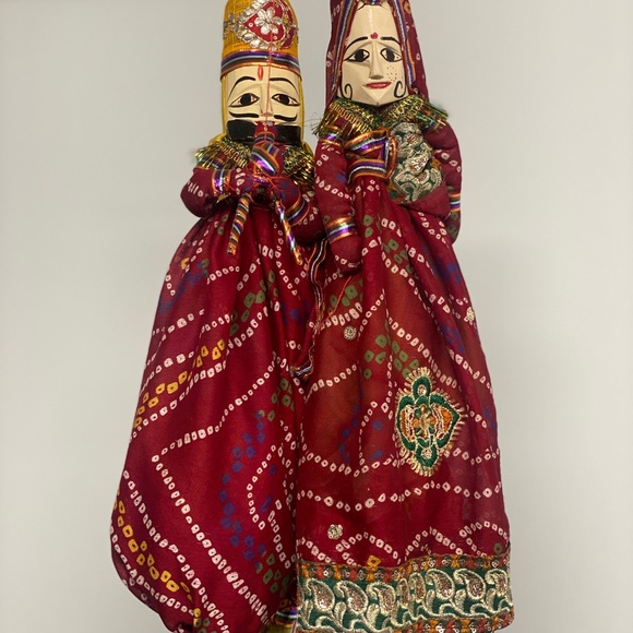 Vintage Handmade Indian Kathputli Puppet Doll Pair - Picture 3 of 7
